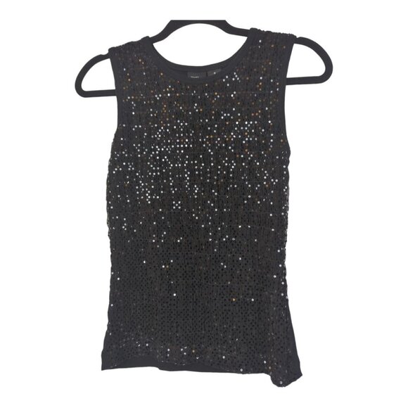 Mossimo Black Sequin Size Small Mesh Tank Top Wide Strap Shell - Picture 1 of 4